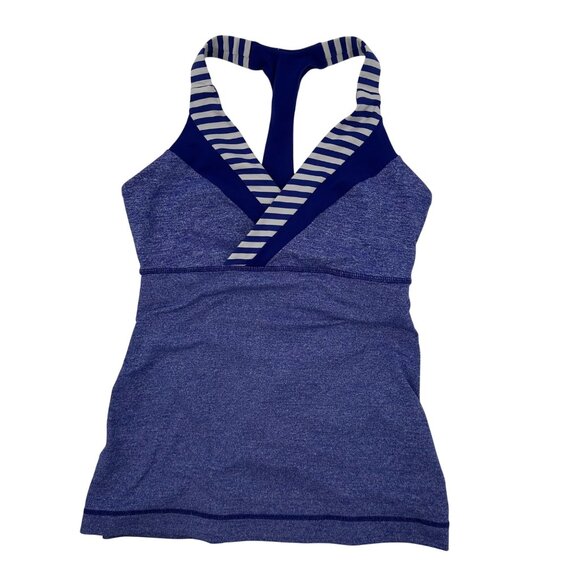 Lululemon Womens Blue Racerback Striped Halter Tank Top Athletic Yoga Size XS - Picture 3 of 7
